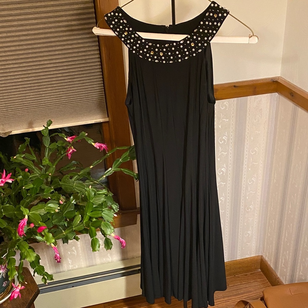 Jessica Howard Black Midi Dress with Studded Collar